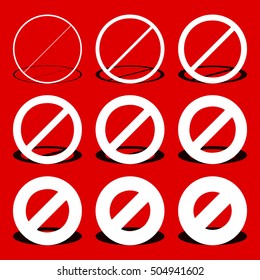 Restriction, prohibtion road sign in different thicknesses