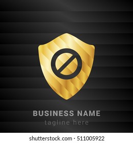 Restriction Shield Gold and Black silk fashion premium icon / Logo