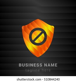 Restriction Shield Orange, Yellow and Black silk fashion premium icon / Logo