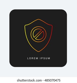 Restriction Shield Red & Orange gradient attractive line thin icon / logo design