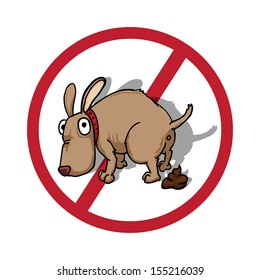 Restriction Sigh, No, With Dog Pooping, Vector Illustration