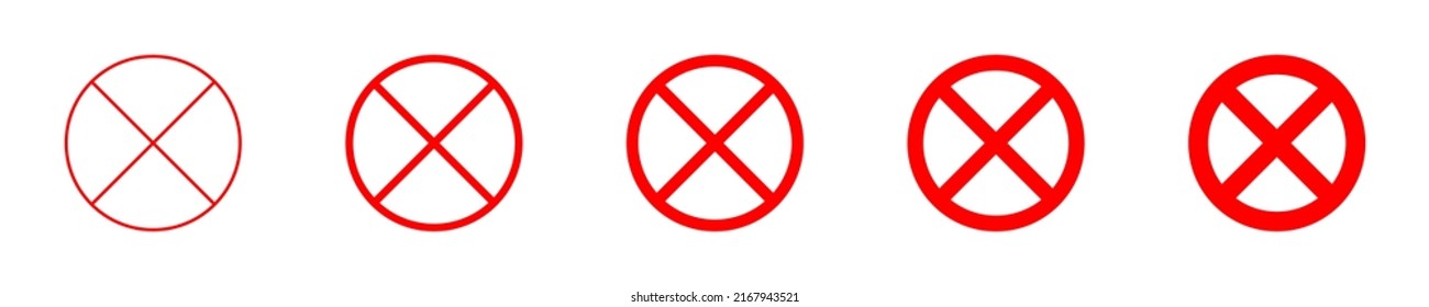 Restriction sign set. Red crossed restriction sign. Prohibition icon set. Censore sign. Firbidden sign. Vector icon EPS 10