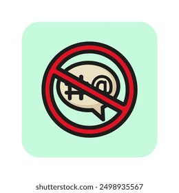 Restriction for swear words sign line icon. Slur, content restriction, offense. Censorship concept. Vector illustration can be used for topics like media, violation, public signs