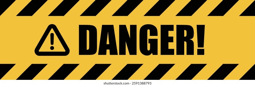Restriction tape DANGER, simple seamless vector illustration