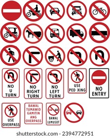 Restrictive signs, Road signs in the Philippines, Regulatory signs indicate the application of legal or statutory requirements.