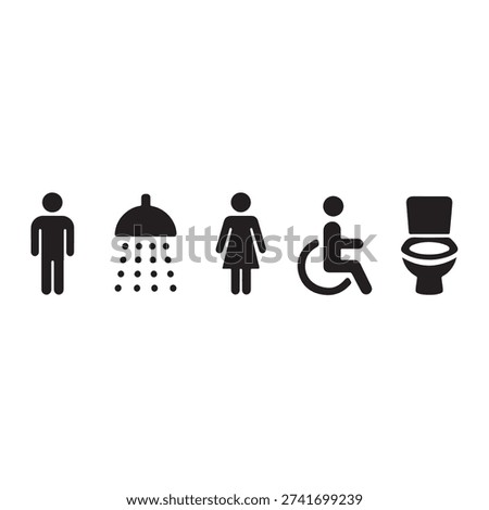 Restroom and Accessibility Symbols Icon Set