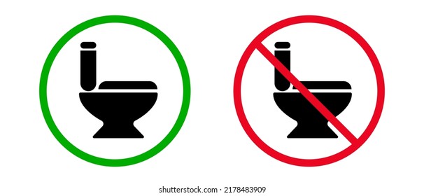 Restroom available icon and restroom unavailable icon set. Availability of toilet breakdown. Vector.