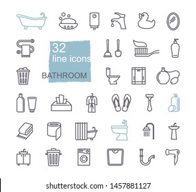 Restroom Bathroom Icon Set Line Style Stock Vector (royalty Free 