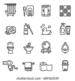 Restroom, Bathroom Icon Set. Line Style Stock Vector.