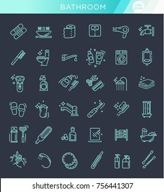 Restroom, Bathroom Icon Set. Line Style stock vector
