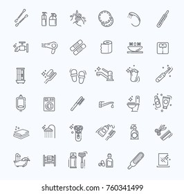 Restroom, Bathroom Icon Set. Line Style stock vector