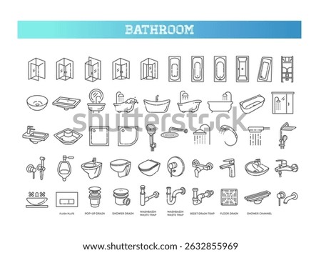 Restroom, Bathroom Vector Icon Set