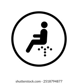 Restroom Bidet Hand Shower Flat Vector Sign in Circle for Web, Infographics, Button. Toilet Handheld Shower, WC Icon, Bathroom. 