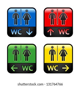 Restroom - colored stickers, vector illustration