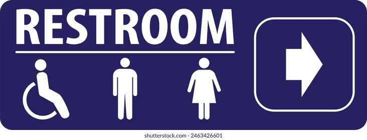 Restroom direction sign notice for restrooms of all genders