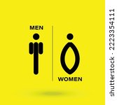 Restroom door pictograms, woman and man public toilet signs concept
