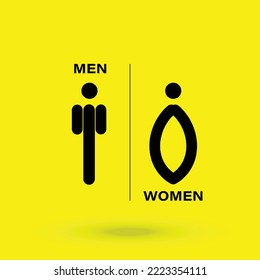 Restroom door pictograms, woman and man public toilet signs concept