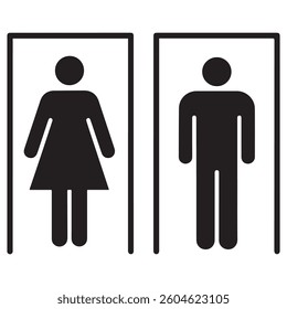 Restroom door pictograms. Woman and man public toilet vector signs, female and male hygiene washrooms symbols, Silhouette Vector Black. ladies and gentlemen wc restroom. with white background