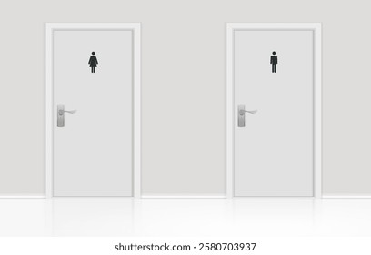 Restroom Doors with Male and Female Symbols minimal clean design modern bathroom entrance