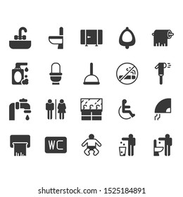 Restroom glyph icon set.Vector illustration