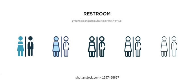restroom icon in different style vector illustration. two colored and black restroom vector icons designed in filled, outline, line and stroke style can be used for web, mobile, ui