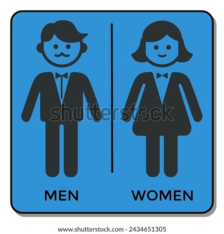 Restroom icon on blue background. Restroom icon. Man, woman, Vector graphics