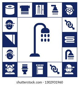  restroom icon set. 17 filled restroom icons.  Simple modern icons about  - Tissue, Boy, Napkin, Shower, Girl, Gender, Towel, Toilet, Urine