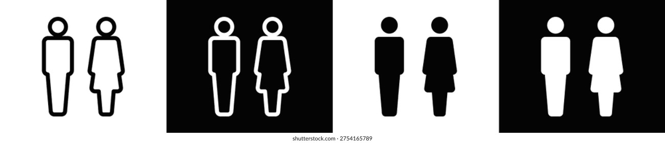 Restroom Icon Set White And Black Background Style