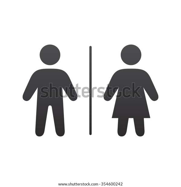 Restroom icons. Male and female vector signs,\
divided with line.
