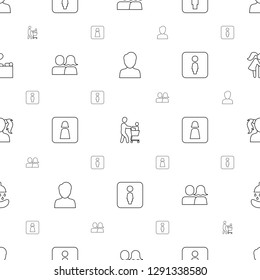 restroom icons pattern seamless white background. Included editable line man, father with not in shopping cart, Male WC, man and woman icons. restroom icons for web and mobile.