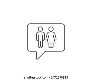Restroom line icon. Chat bubble design. WC toilet sign. Public lavatory symbol. Outline concept. Thin line restroom icon. Vector