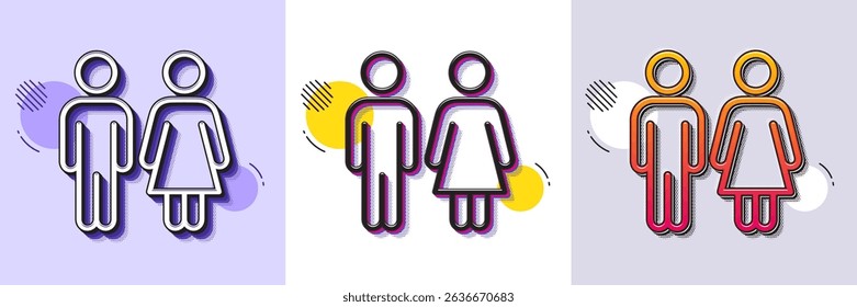 Restroom line icon. Halftone dotted pattern. Gradient icon with grain shadow. WC toilet sign. Public lavatory symbol. Line restroom icon. Various designs. Vector