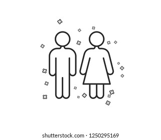 Restroom line icon. WC toilet sign. Public lavatory symbol. Geometric shapes. Random cross elements. Linear Restroom icon design. Vector