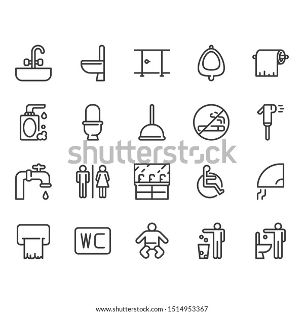 Restroom Outline Icon Setvector Illustration Stock Vector (Royalty Free ...