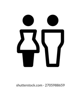 Restroom. Outlined stroke vector icon with black-filled details.