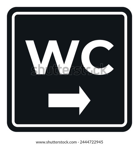 Restroom sign with arrow on white background