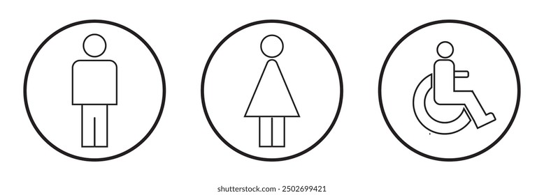 Restroom sign for disabled on the wheelchair, toilet vector for disability people, lavatory symbol, bathroom icon, 