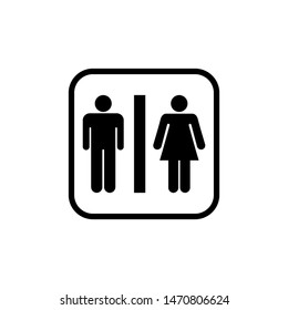Restroom sign. Restroom facilities for both men and women. Lady and a man WC emblem. Male and female toilet icon for graphic and website, Isolate On White Background Label. EPS10