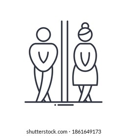 Restroom sign icon, linear isolated illustration, thin line vector, web design sign, outline concept symbol with editable stroke on white background.