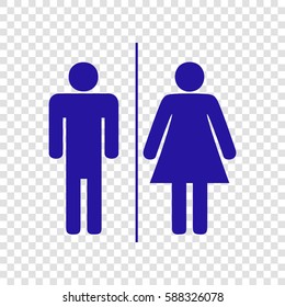 Restroom sign illustration. Vector. Blue icon on transparent background.