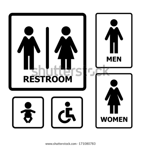 Restroom Sign Set Stock Vector (Royalty Free) 171080783 | Shutterstock