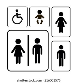Restroom Sign vector black silhouettes on white background