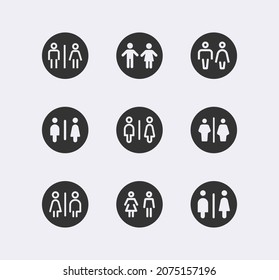 Restroom sign vector icon. Man and woman, male and female gender sign, public navigation
