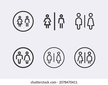 Restroom sign vector icon. Man and woman, male and female gender sign, public navigation