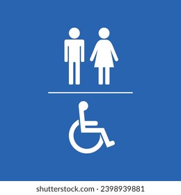 Restroom Signage for Male, Female and Handicap Access, disability sign set