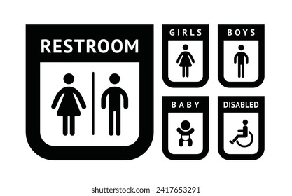 Restroom symbol, wc sign a lines style, toilet vector pictogram.