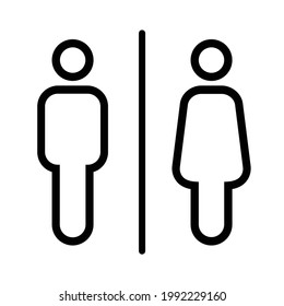 Restroom Toilet Sign Icon Male Female.  Isolated on white background. Editable vector illustration EPS 10.