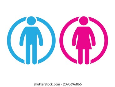 Restroom Toilet Sign Icon Male Female.  Isolated on white background. Editable vector illustration EPS 10.