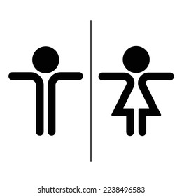 Restroom Toilet Sign Icon Male Female.  Isolated on white background. Editable vector illustration EPS 10.