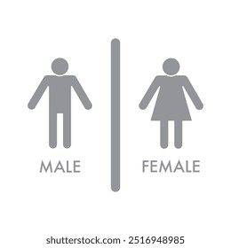 Restroom Toilet Sign Icon Male Female in Gray Color. White background. Editable Vector Illustration EPS.